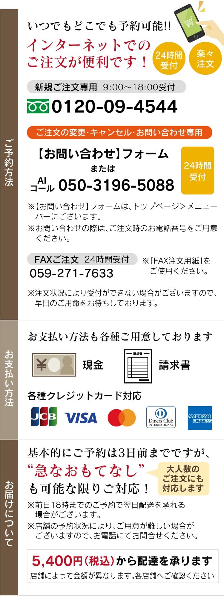 オプション お膳（601・602・603用） グランドメニュー 仕出し割烹しげよし